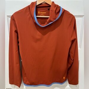 Cotopaxi Men's Turtleneck Sweater in Rust and Blue